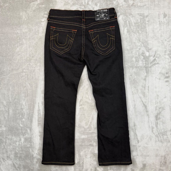 True Religion Other - True Religion Billy Relaxed Bootcut Jeans Black Orange Contrast Stitch Mens 31